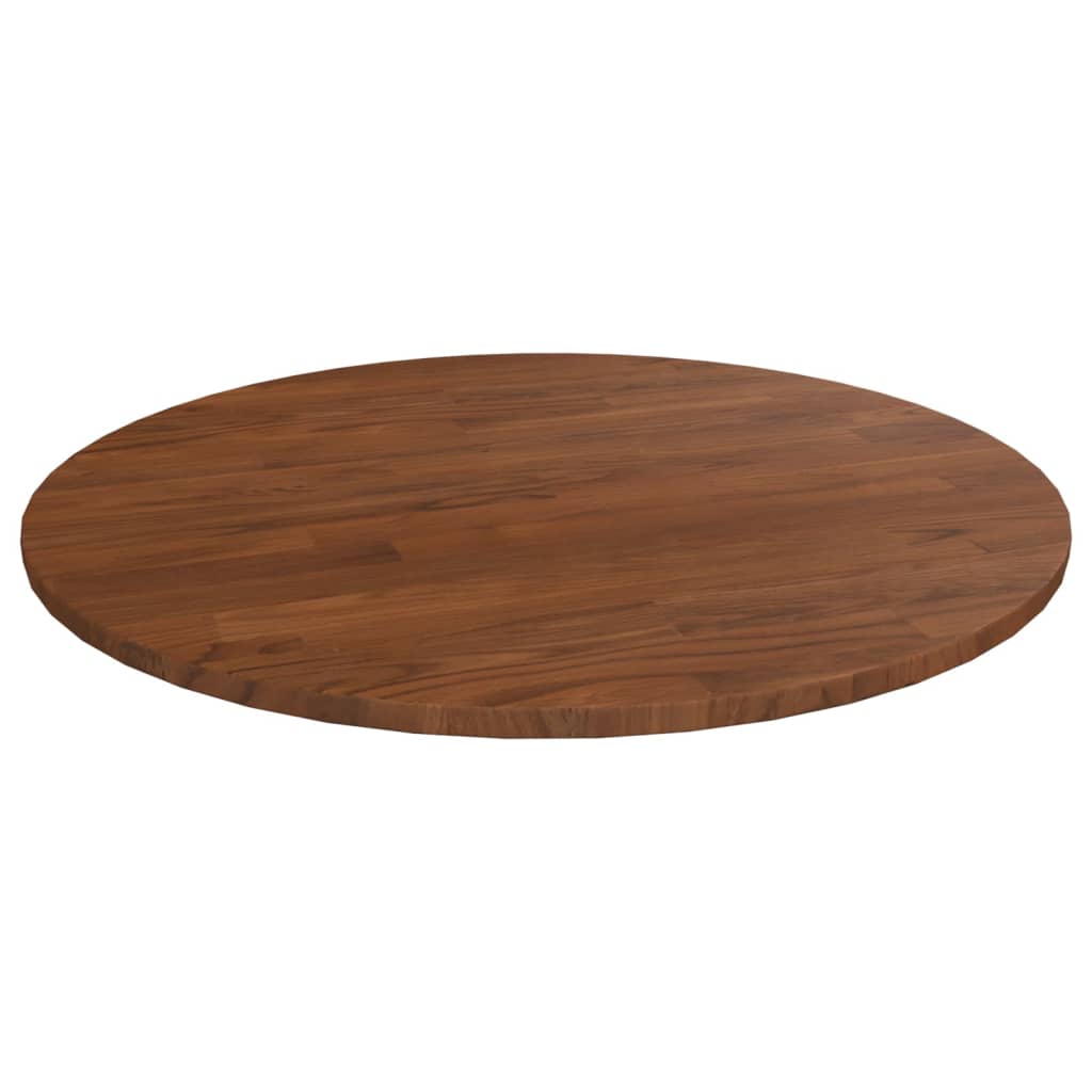 Round Table Top Dark Brown Ã ̃60x1.5 cm Treated Solid Wood Oak - The Home Maker