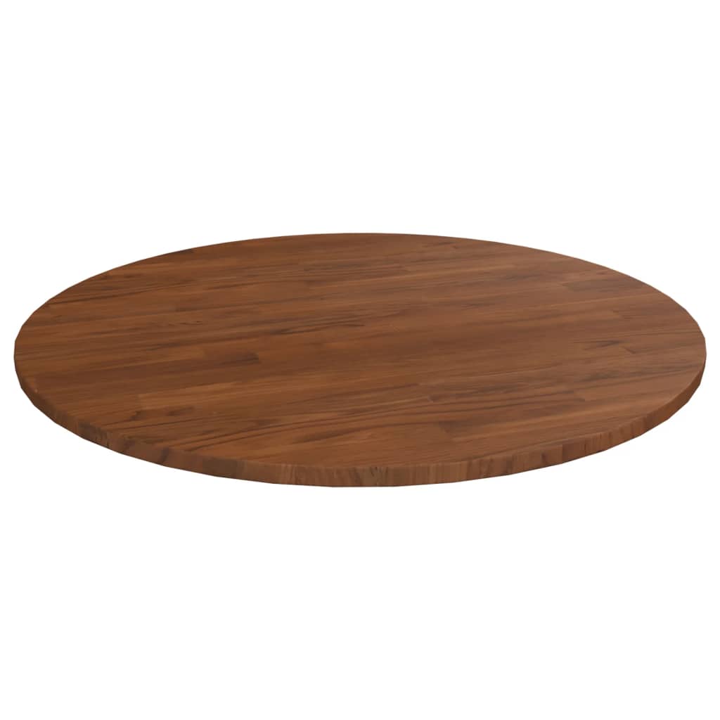 Round Table Top Dark Brown Ã ̃70x1.5 cm Treated Solid Wood Oak - Unbeatable Bargains