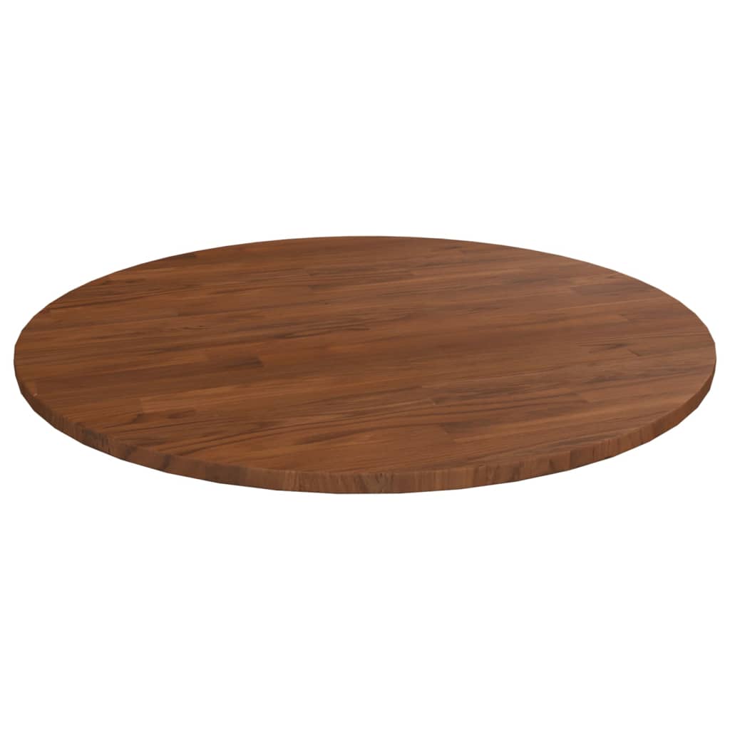 Round Table Top Dark Brown 80x1.5cm Treated Solid Wood Oak - R and M Furniture