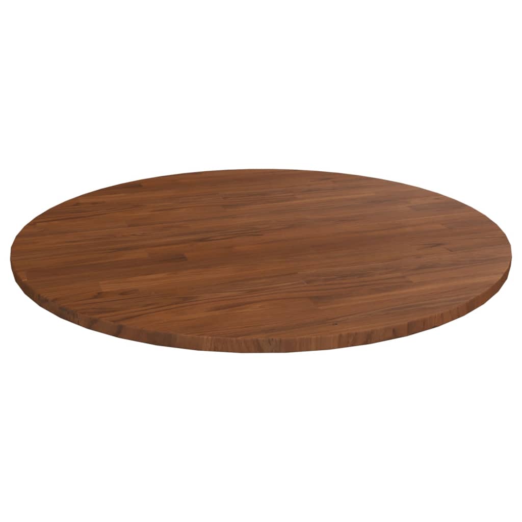Round Table Top Dark Brown Ã ̃90x1.5 cm Treated Solid Wood Oak - Unbeatable Bargains