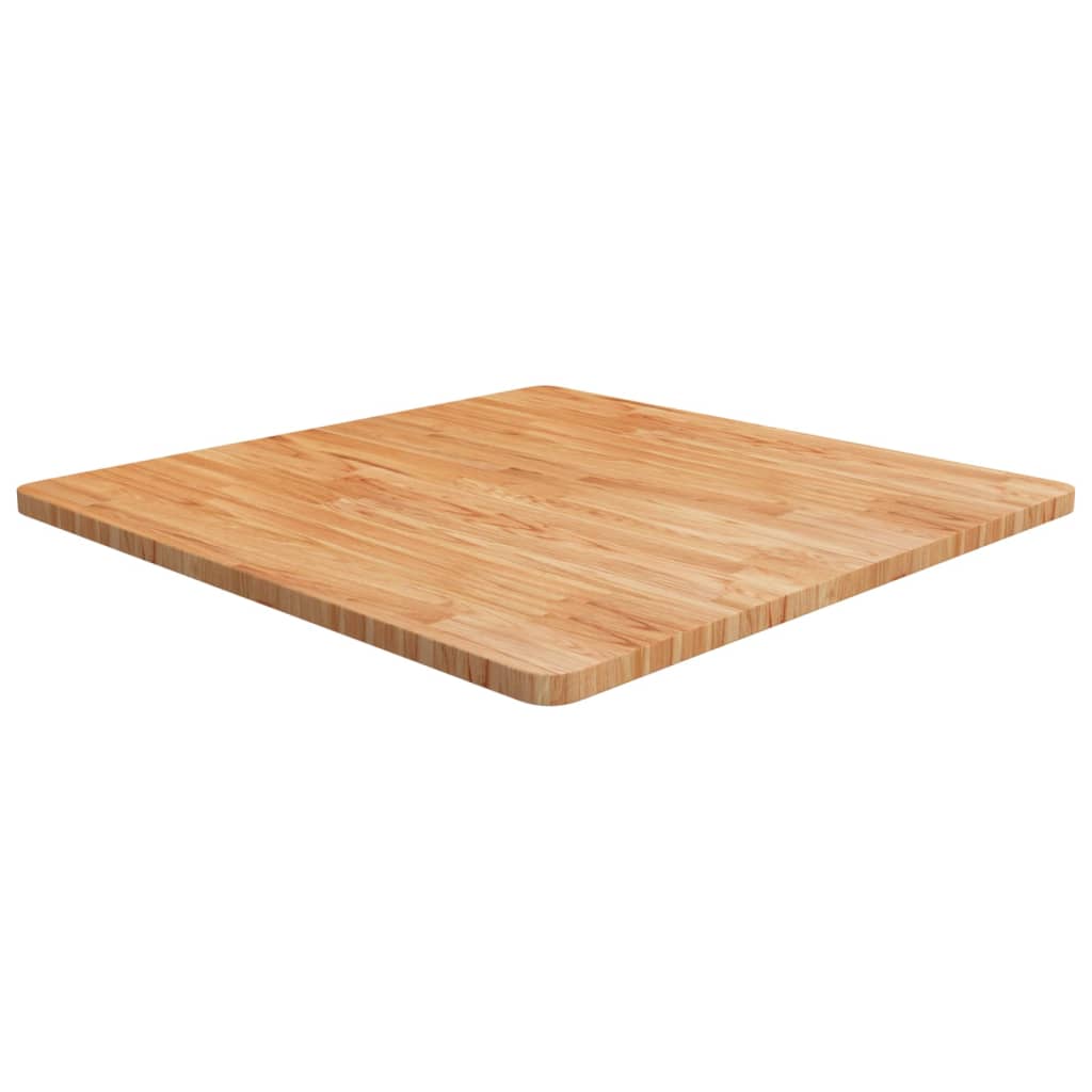 Square Table Top Light Brown 80x80x2.5cm Treated Solid Wood Oak - Unbeatable Bargains