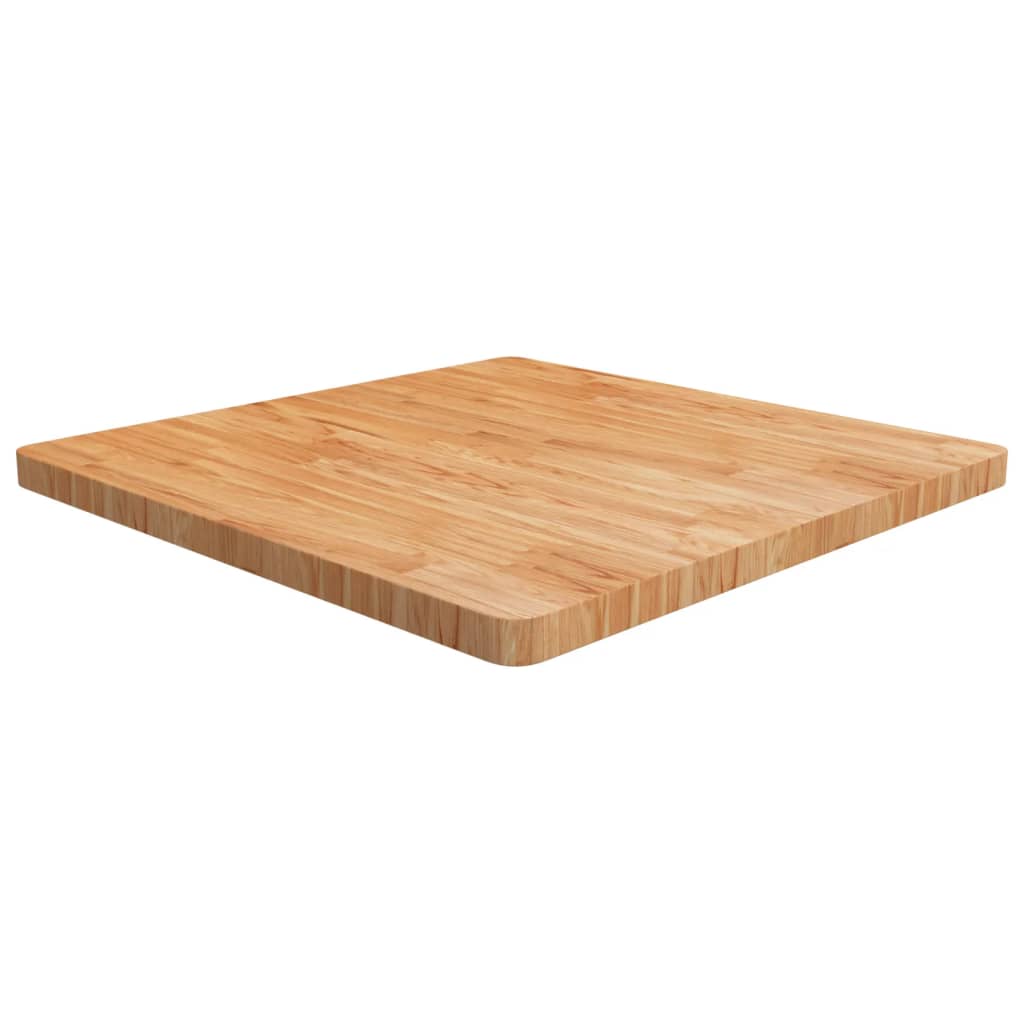 Square Table Top Light Brown 80x80x4cm Treated Solid Wood Oak - Brittle & Co
