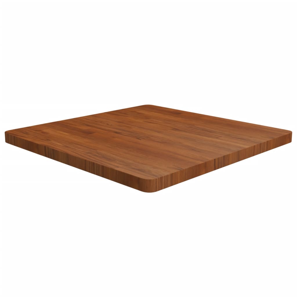 Square Table Top Dark Brown 80x80x4cm Treated Solid Wood Oak - Casper Homes