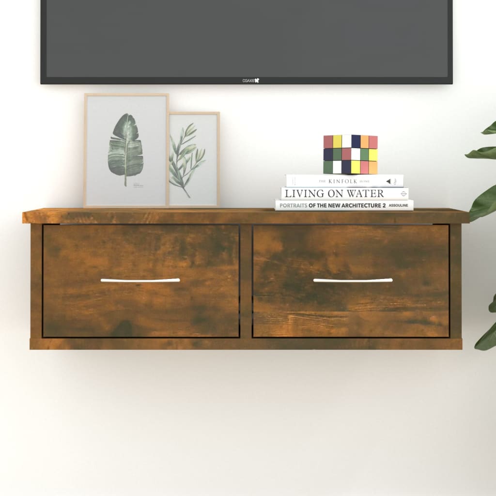Wall Cabinet Smoked Oak 60x26x18.5 cm Engineered Wood - Decor Base