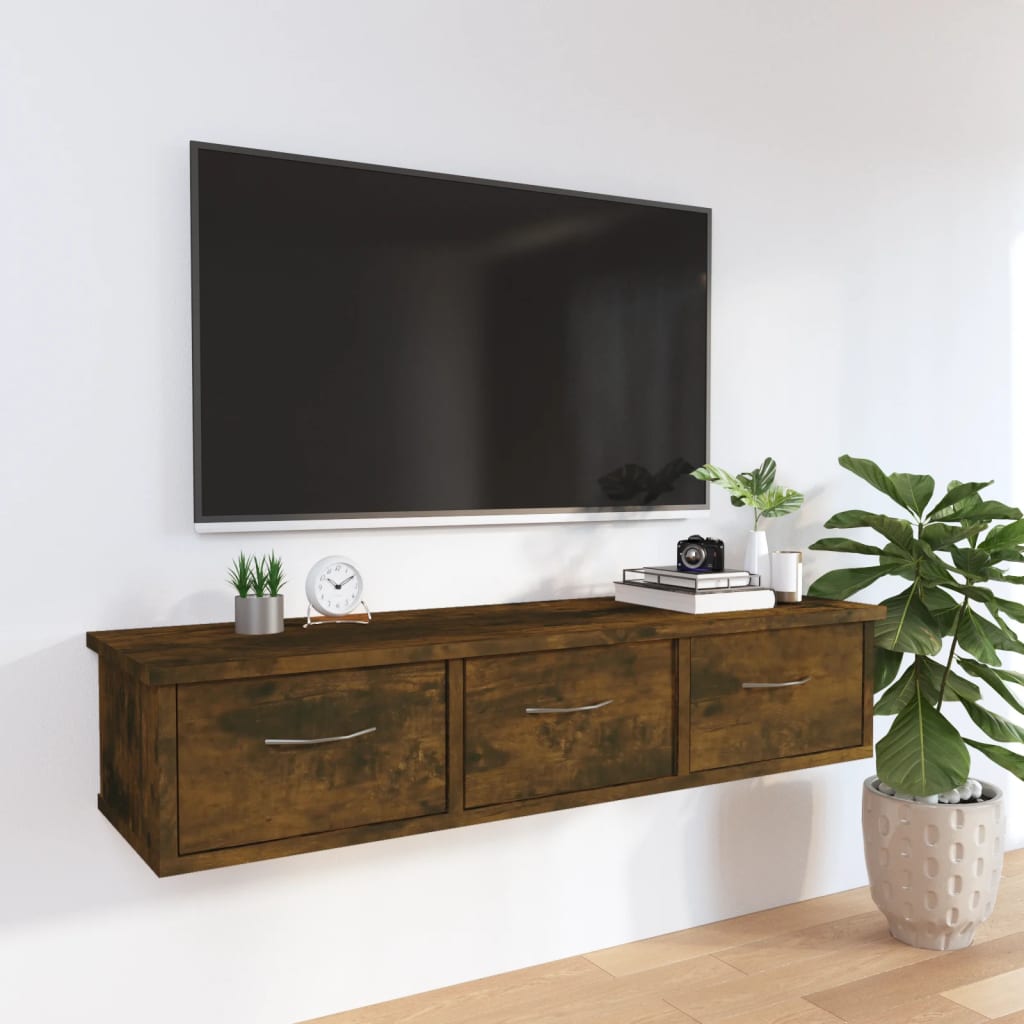 Wall Cabinet Smoked Oak 88x26x18.5 cm Engineered Wood - Discount Dealers