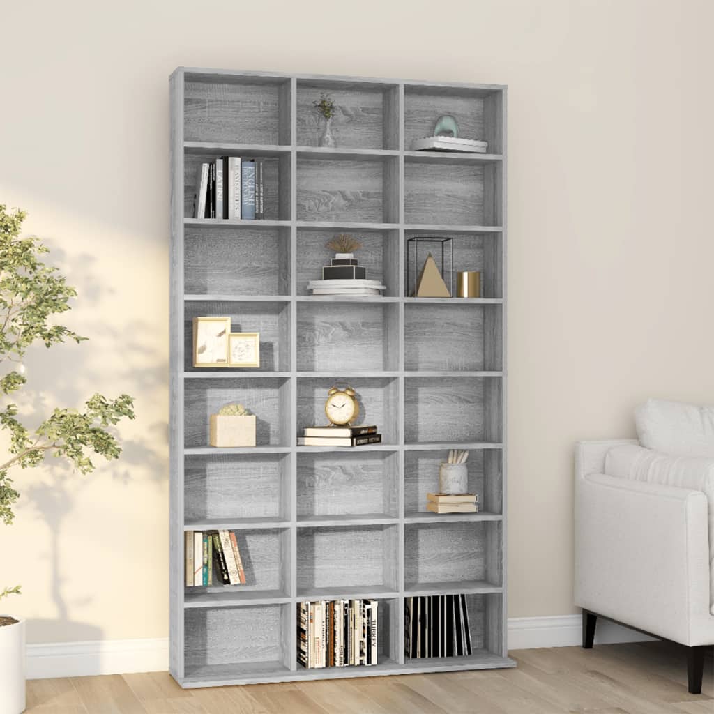 CD Cabinet Grey Sonoma 102x23x177.5 cm Engineered Wood - Merkel Designers