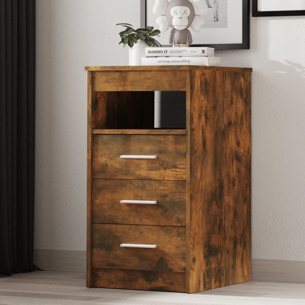 LYNX Oak Finish Chest of Drawers - Small-sized, 3 Drawers - Sid & Sam