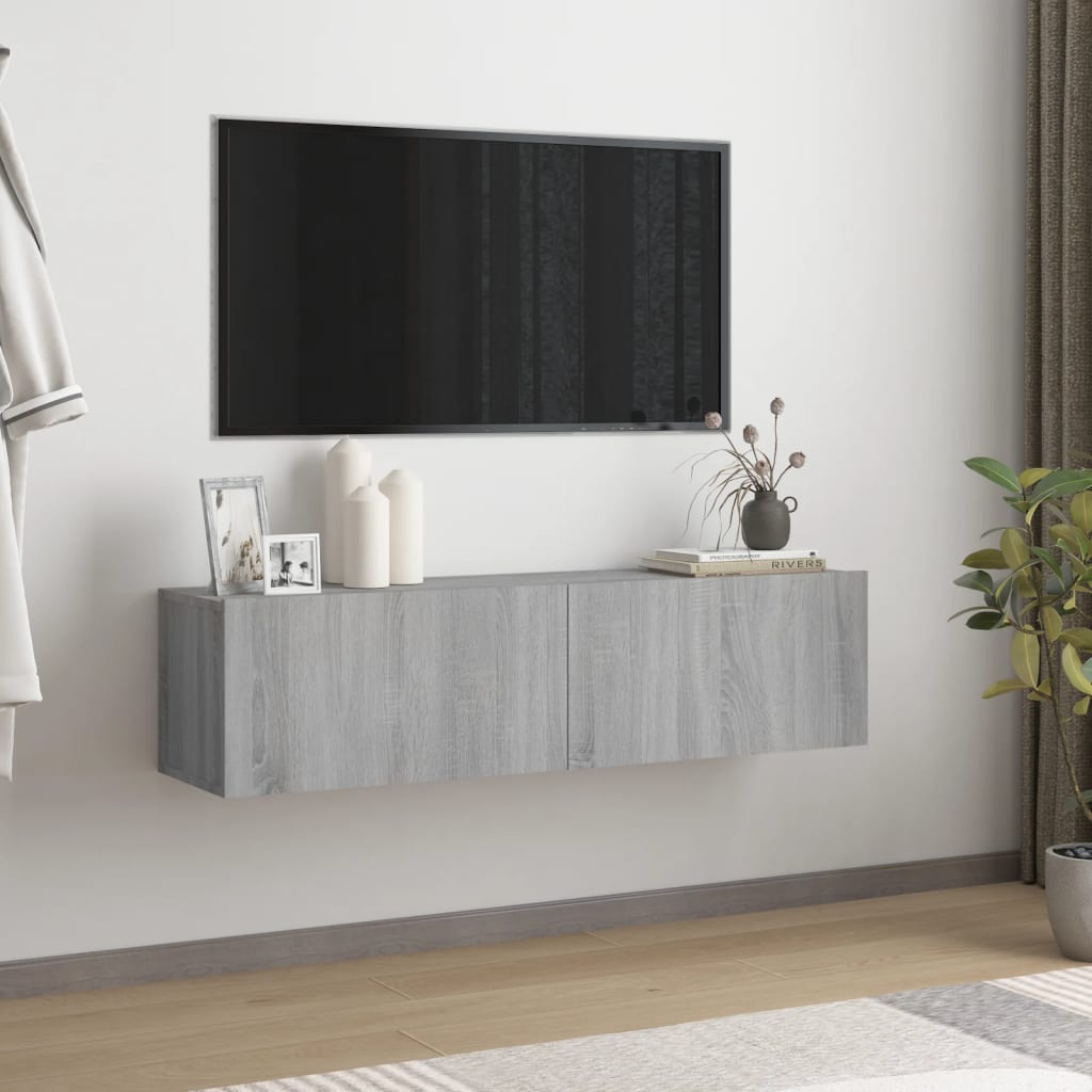 TV Wall Cabinet Grey Sonoma 120x30x30 cm Engineered Wood - Merlin Deals