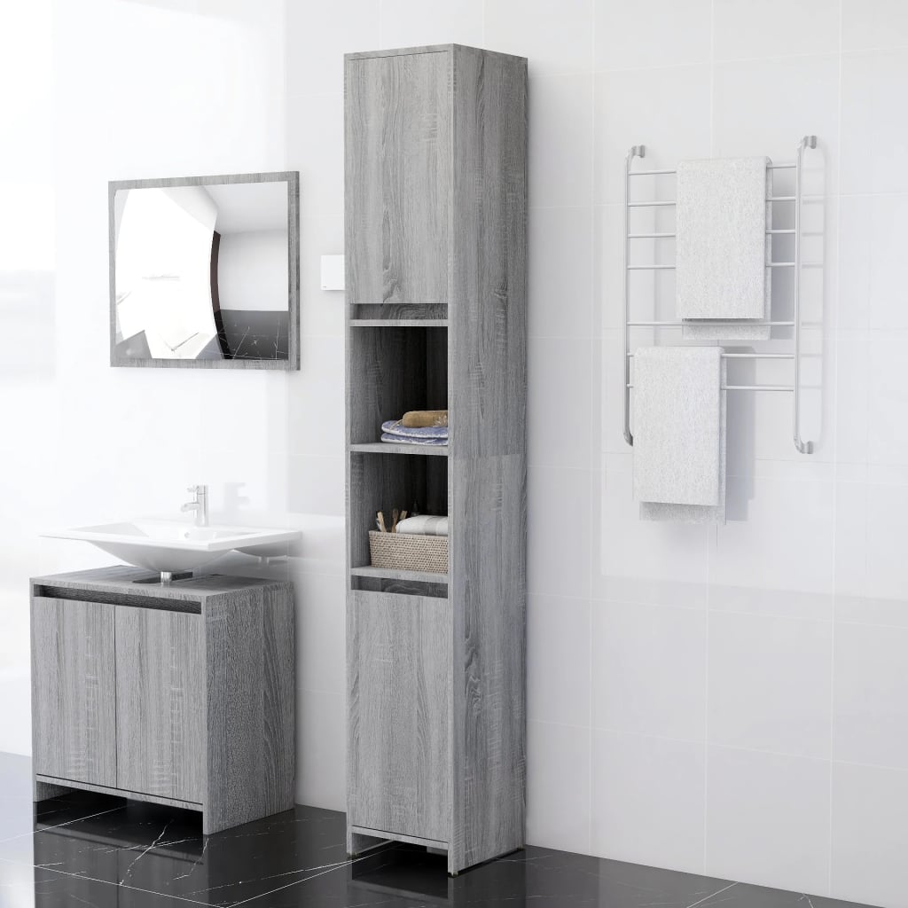 Bathroom Cabinet Grey Sonoma 30x30x183.5 cm Engineered Wood - Merkel Designers