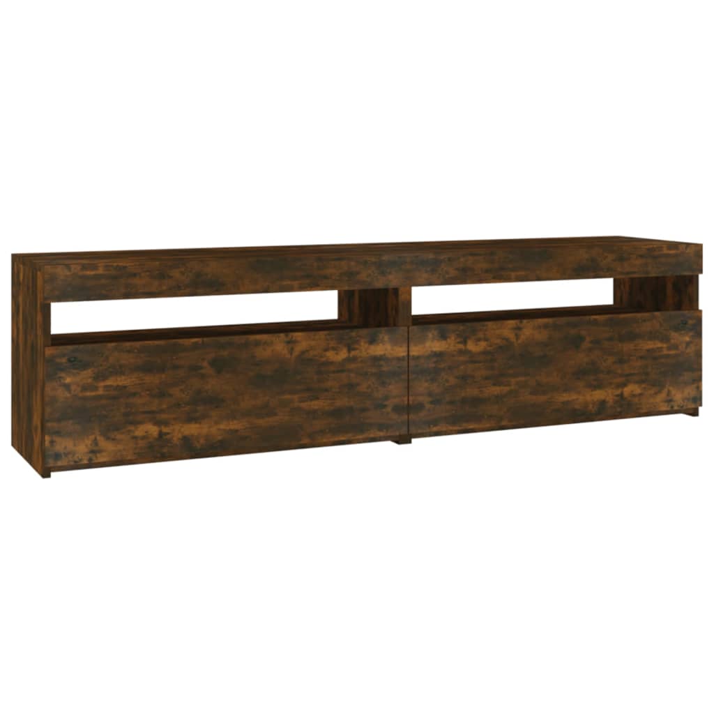 TV Cabinet with LED Lights 2 pcs Smoked Oak 75x35x40 cm - The Home Maker