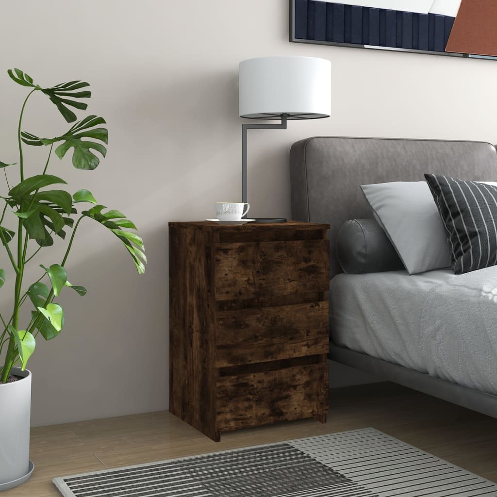 Bedside Table - NAPOLI Nightstand Smoked Oak 40cm - Style and Chic