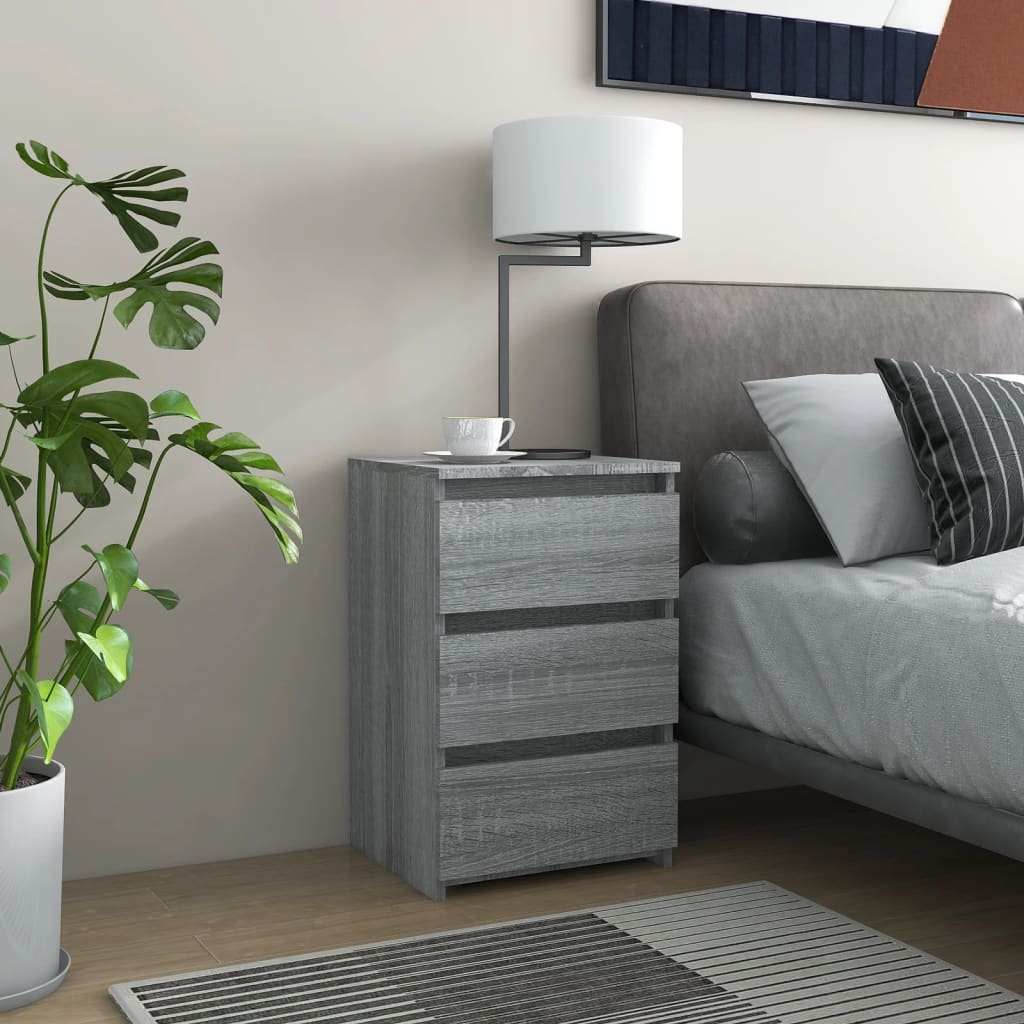 Bedside Table - NAPOLI Nightstand Grey Sonoma 40cm - Style and Chic