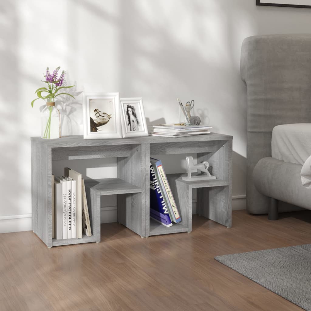 Bedside Table - DAWSON Dallas 2 Piece Nightstand Grey Sonoma 40cm - Merlin Deals