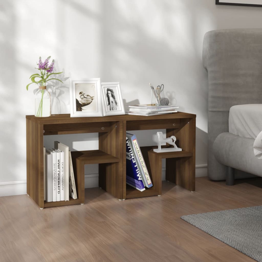 Bedside Table - DAWSON Dallas 2 Piece Nightstand Brown Oak 40cm - Merkel Designers