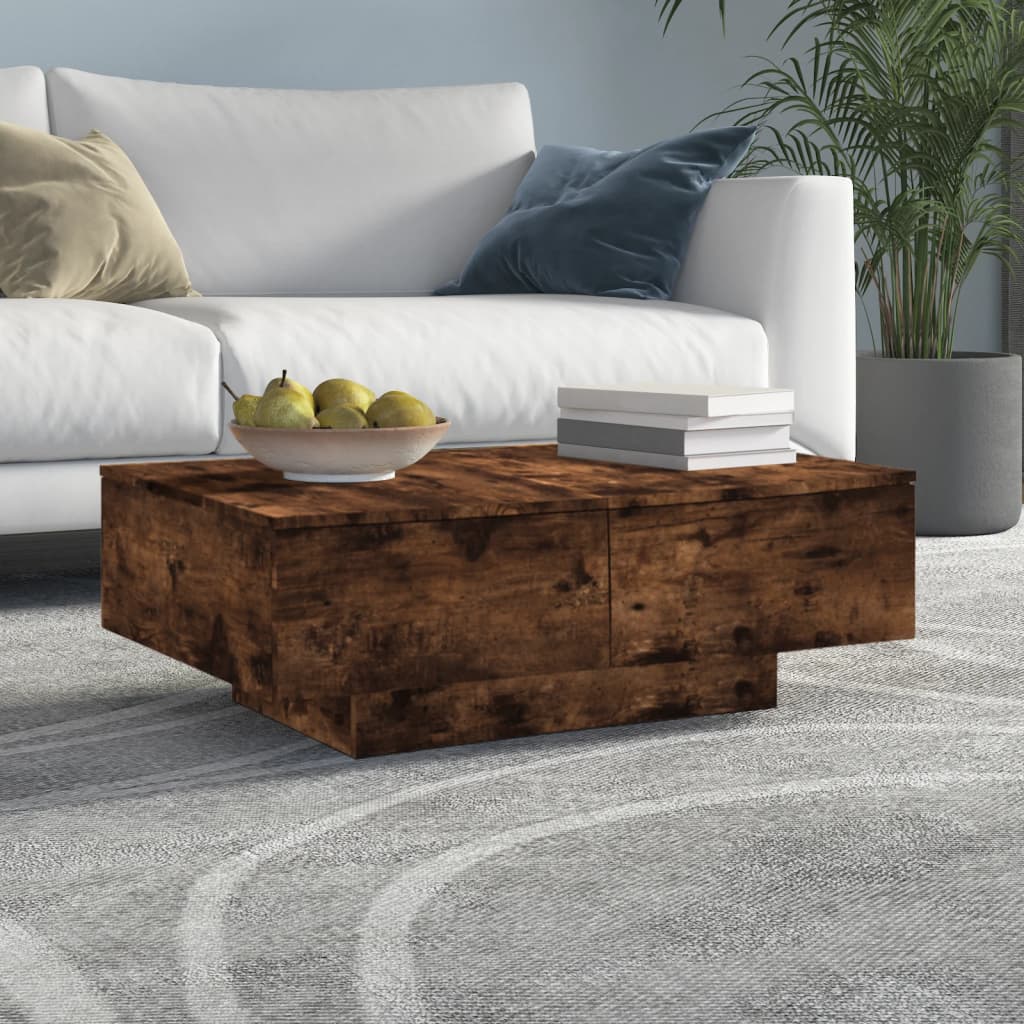 Coffee Table Smoked Oak 90x60x31 cm Engineered Wood - Brittle & Co