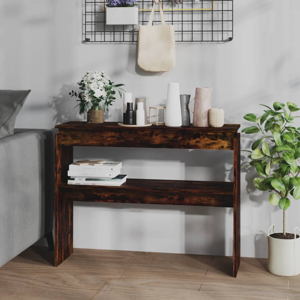 Console Table Smoked Oak 102x30x80 cm Engineered Wood - Merkel Designers
