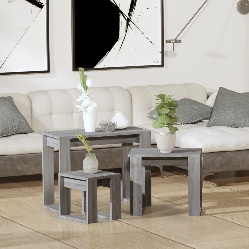 Nesting Tables 3 pcs Grey Sonoma Engineered Wood - Discount Dealers