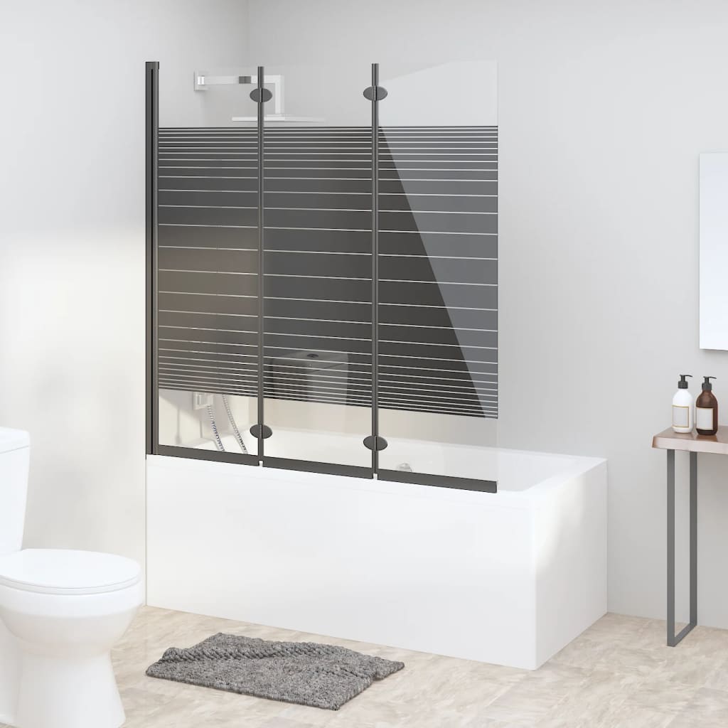 Foldable Shower Enclosure 3 Panels 130x130 cm ESG Black - R and M Furniture