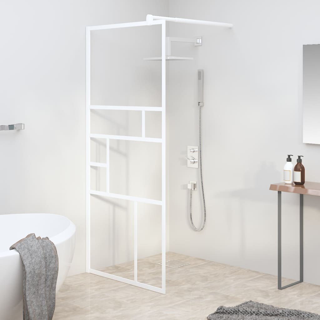 Walk-in Shower Wall 80x195 cm ESG Glass White - Unbeatable Bargains