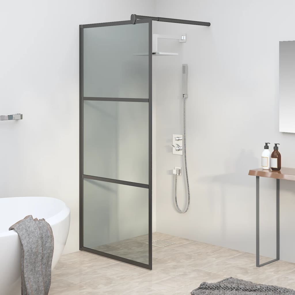 Walk-in Shower Wall 80x195cm Dark ESG Glass Black - Unbeatable Bargains
