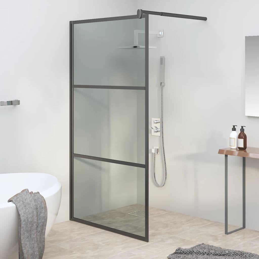 Walk-in Shower Wall 115x195cm Dark ESG Glass Black - Design Hut