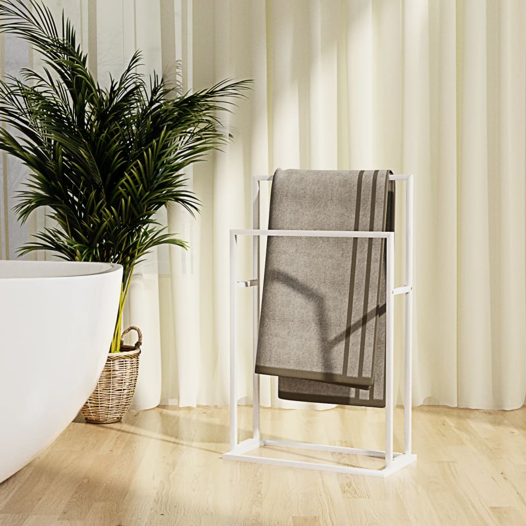 Freestanding Towel Rack White 48x24x78.5 cm Iron - Decor Base