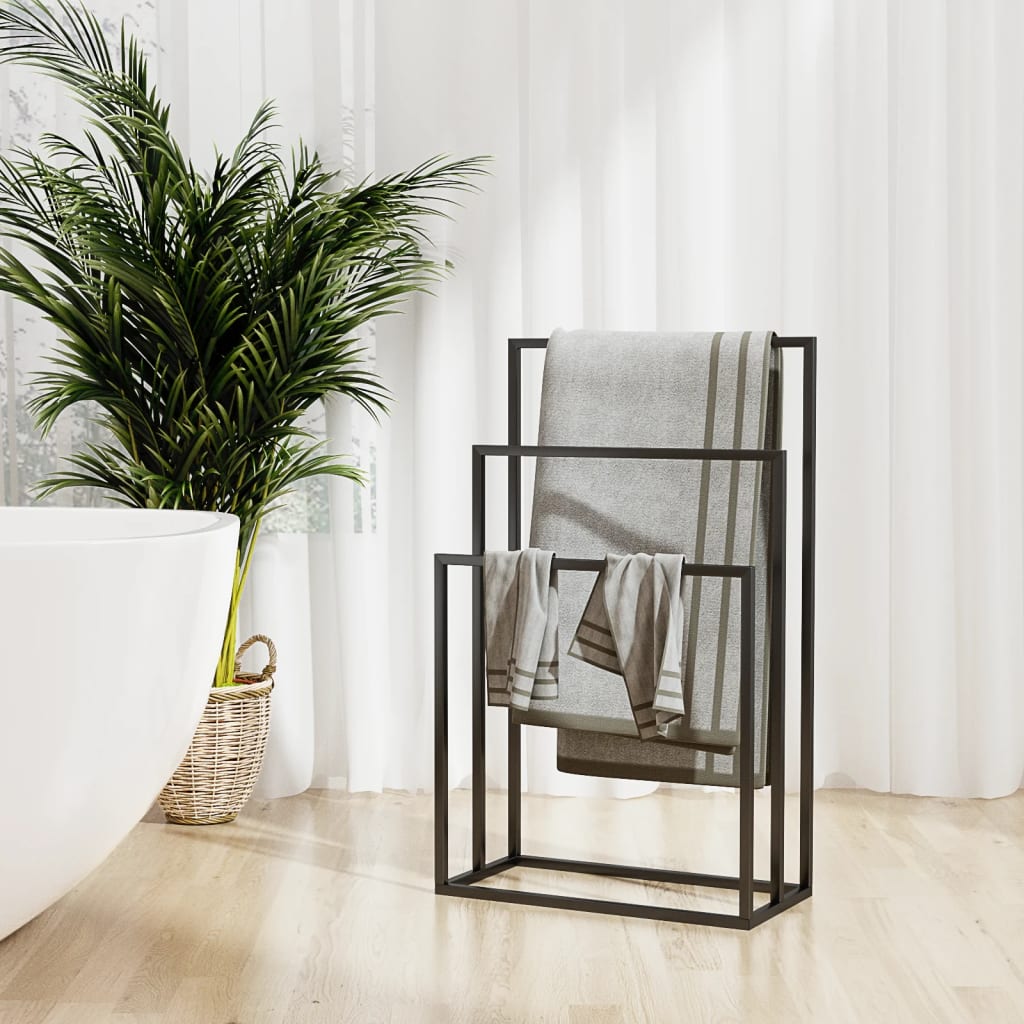 Freestanding Towel Rack Black 48x24x79 cm Iron - Design Hut
