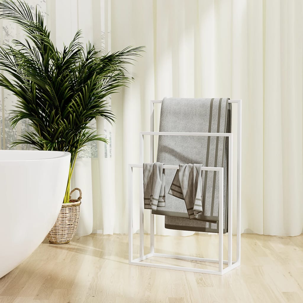 Freestanding Towel Rack White 48x24x79 cm Iron - R and M Furniture