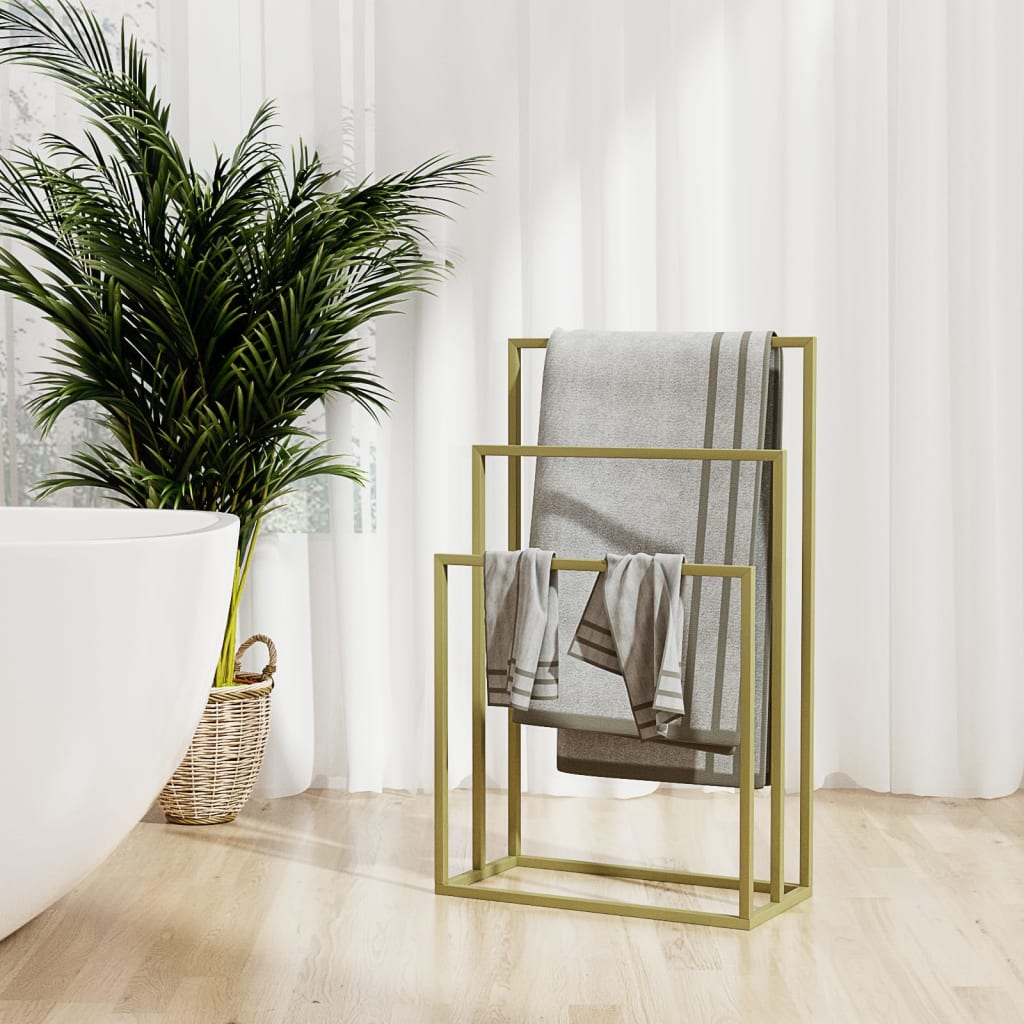 Freestanding Towel Rack Gold 48x24x79 cm Iron - Charlotte Dunes