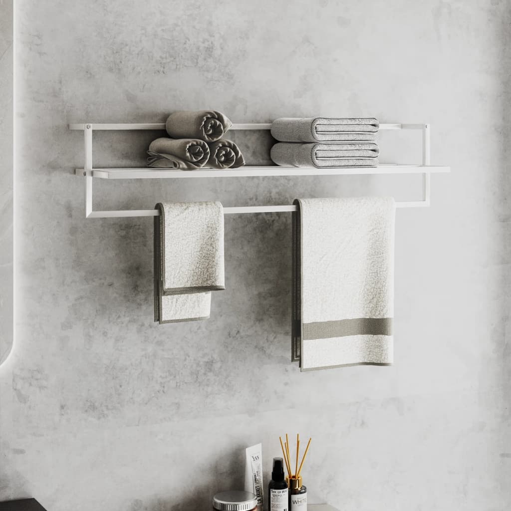 Towel Rack White 95x25x22 cm Iron - Millennium Furniture