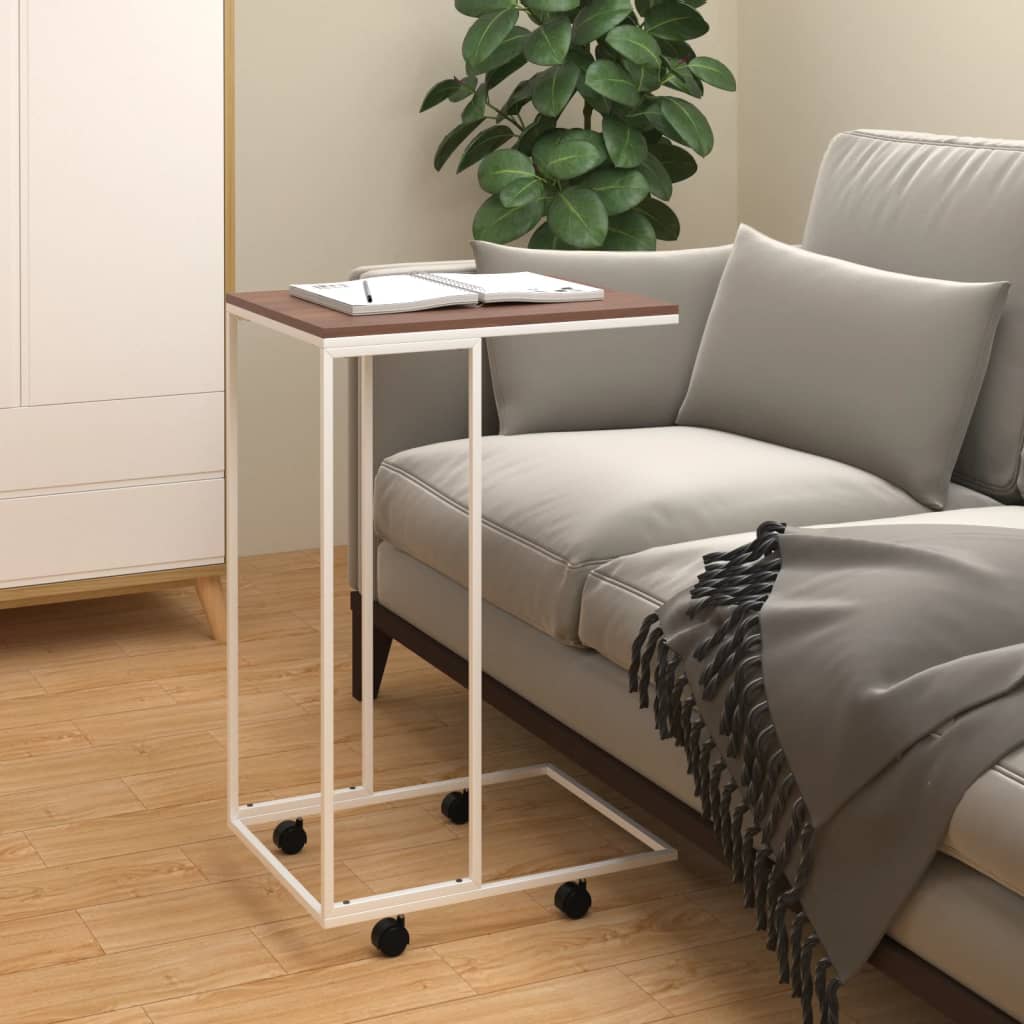 Side Table with Wheels White 40x30x63.5 cm Engineered Wood - Millennium Furniture