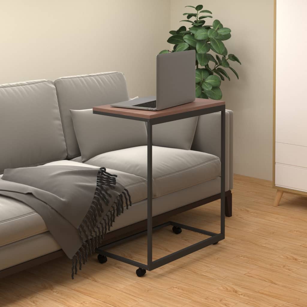 Side Table with Wheels Black 55x35x70 cm Engineered Wood - R and M Furniture