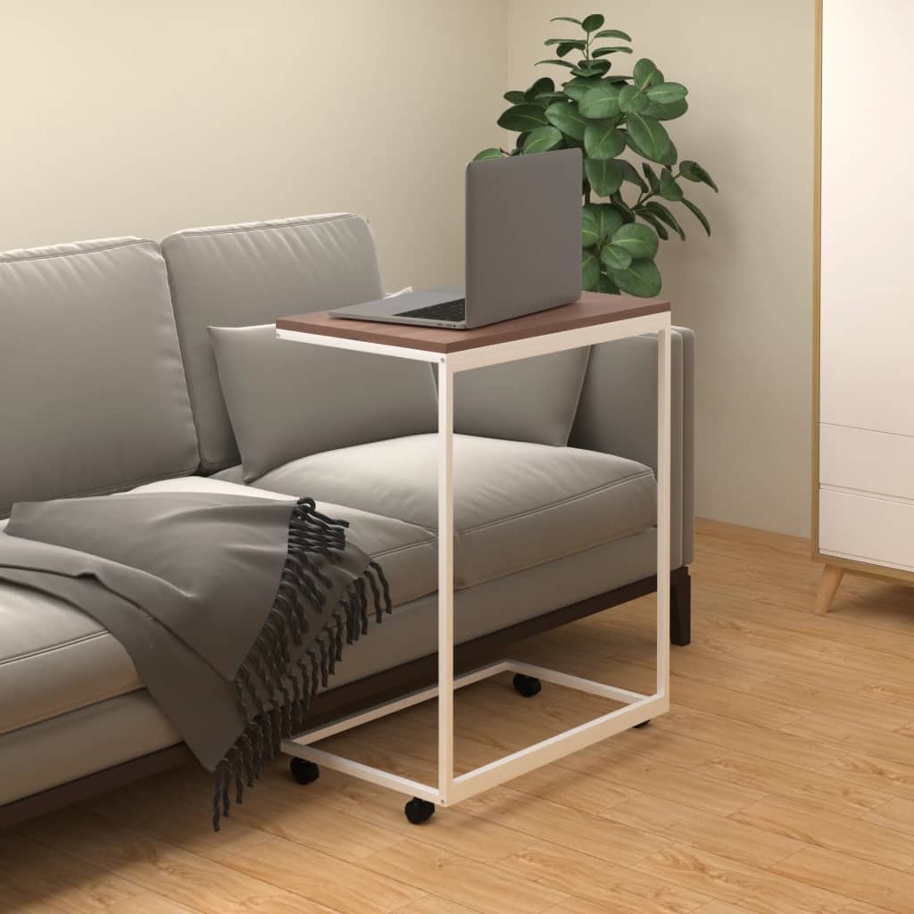 Side Table with Wheels White 55x35x70 cm Engineered Wood - Millennium Furniture