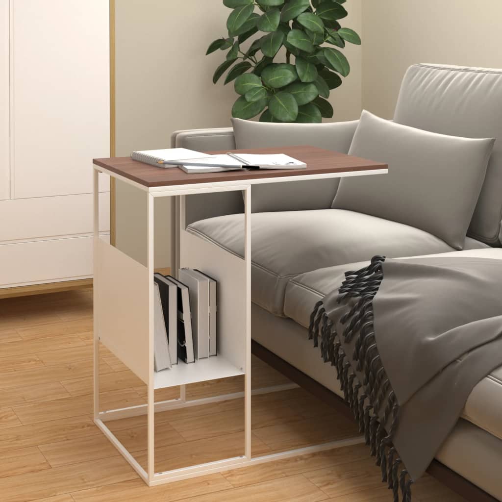 Side Table white 55x36x59.5 cm Engineered Wood - Decor Base