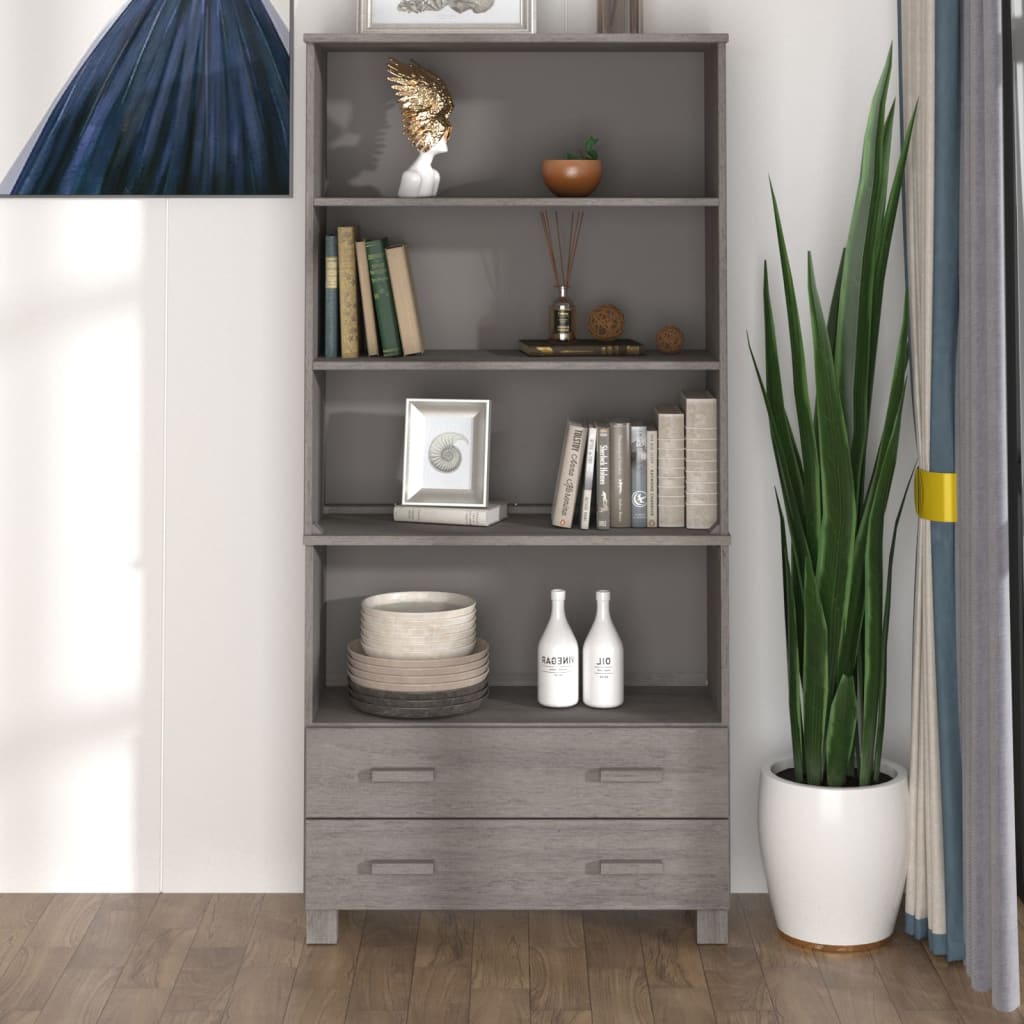 Highboard HAMAR Solid Wood Pine Light Grey - Sid & Sam