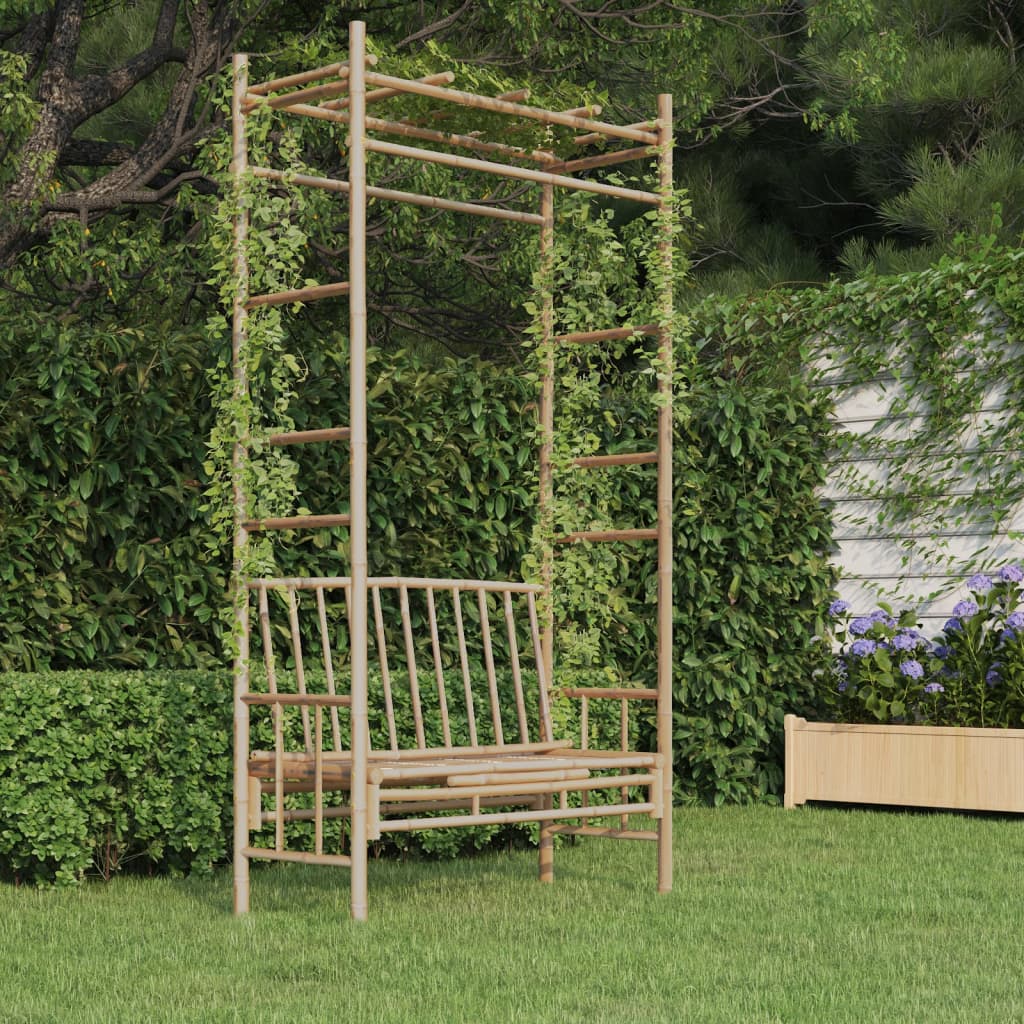 Garden Bench with Pergola 116 cm Bamboo - The Home Maker