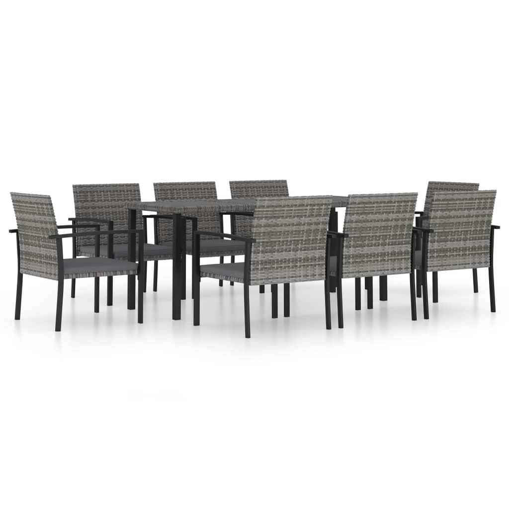 9 Piece Outdoor Dining Set Poly Rattan Grey - Casper Homes