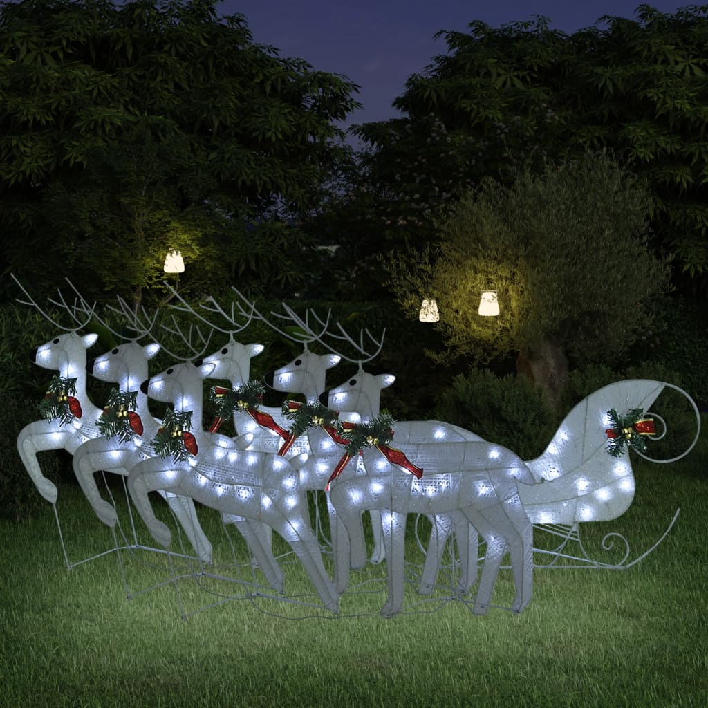 Roche Reindeer Sleigh Decoration 140 LEDs Outdoor White - Unbeatable Bargains