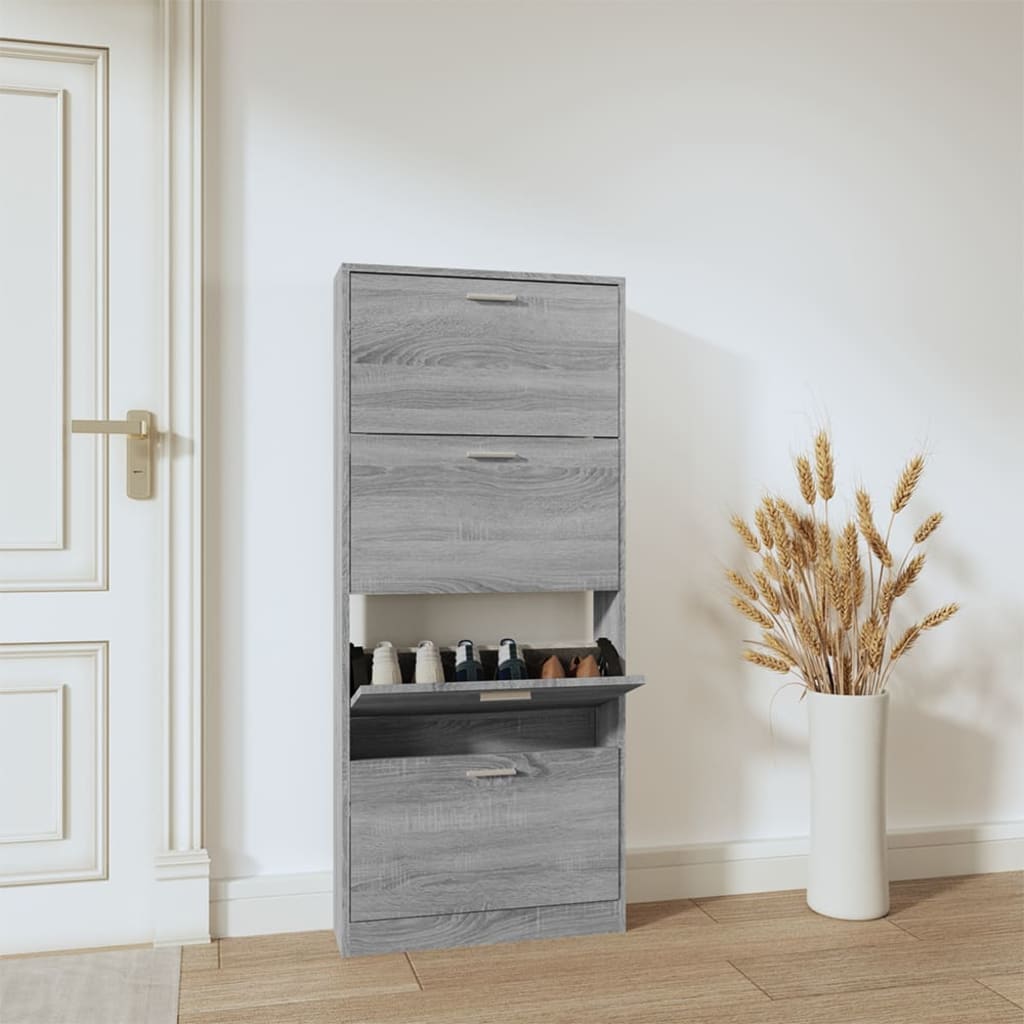 Shoe Cabinet Grey Sonoma 59x17x150 cm Engineered Wood - Casper Homes