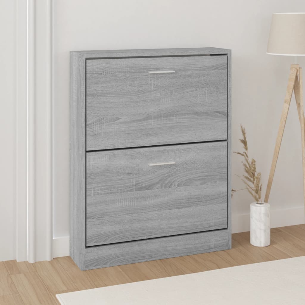 Shoe Cabinet Grey Sonoma 59x17x81 cm Engineered Wood - Brittle & Co
