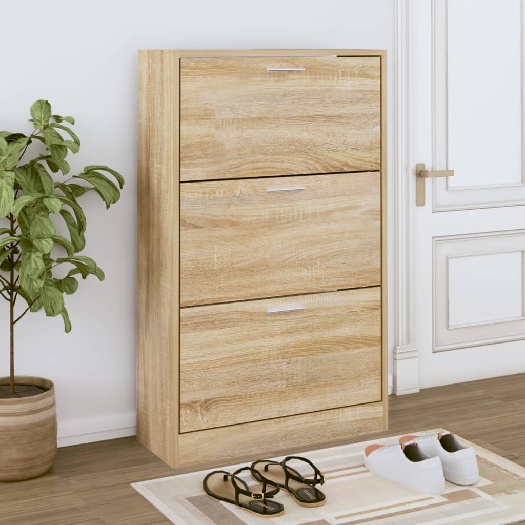 Shoe Cabinet Sonoma Oak 63x24x103 cm Engineered Wood - Casper Homes