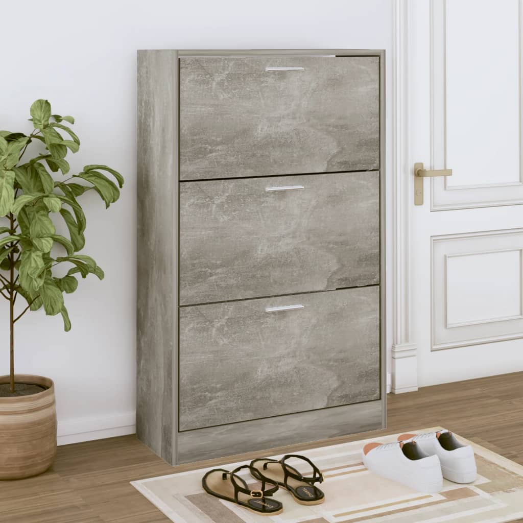 Shoe Cabinet Concrete Grey 63x24x103cm Engineered Wood - Casper Homes