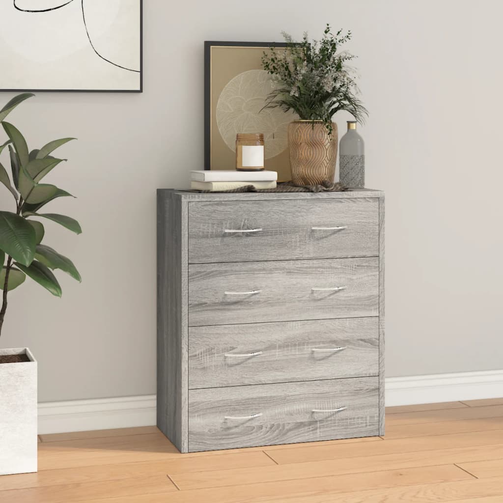 Sideboard with 4 Drawers 60x30.5x71 cm Grey Sonoma - Merlin Deals