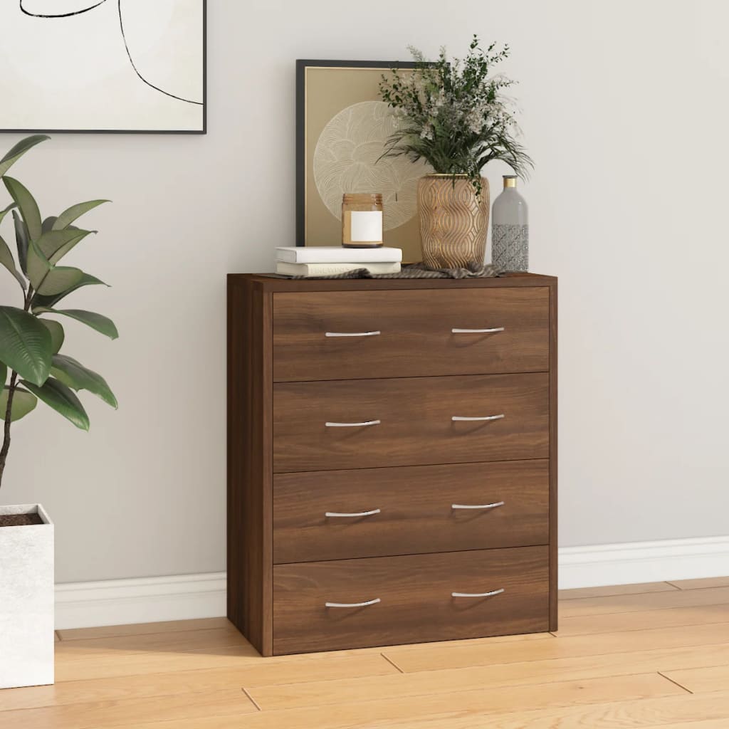 Sideboard with 4 Drawers 60x30.5x71 cm Brown Oak - The Home Maker