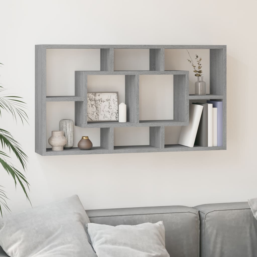 Wall Display Shelf 8 Compartments Grey Sonoma - Sid & Sam