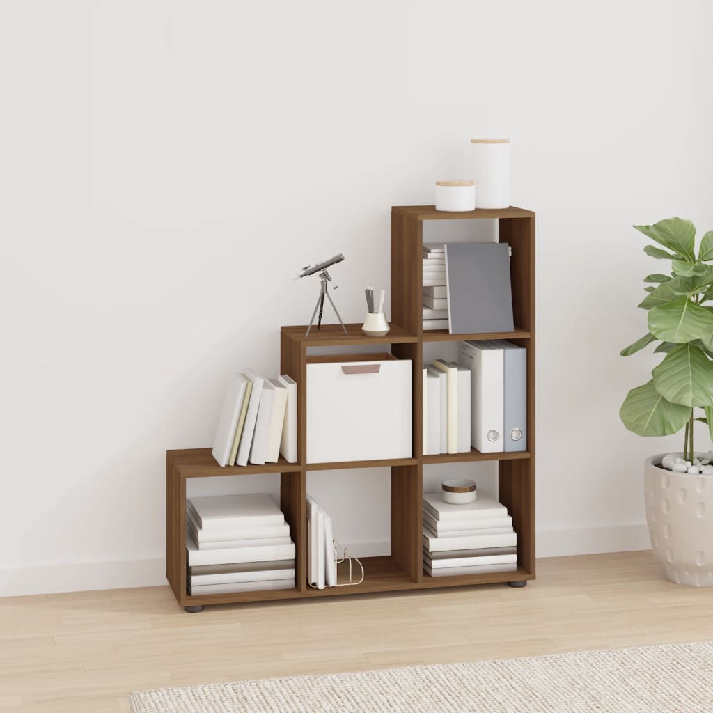 Staircase Bookcase Brown Oak 107cm Engineered Wood - Style and Chic