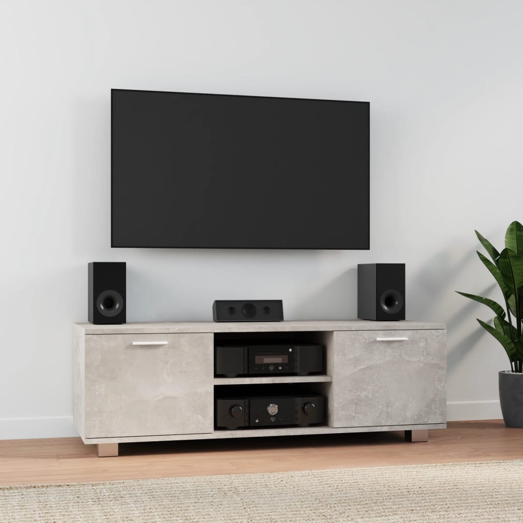 TV Cabinet Concrete Grey 120x40.5x35cm Engineered Wood - Merkel Designers