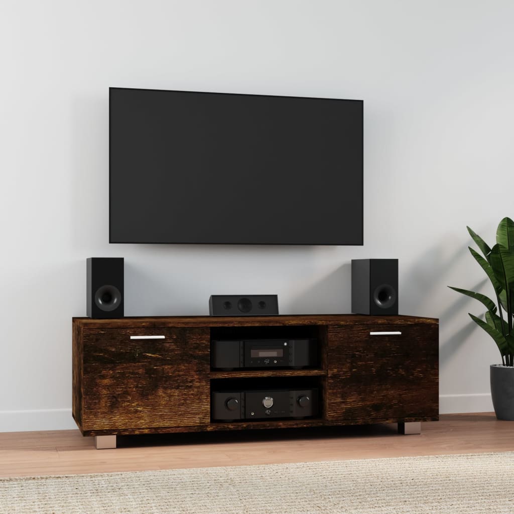 TV Cabinet Smoked Oak 120x40.5x35 cm Engineered Wood - The Home Maker