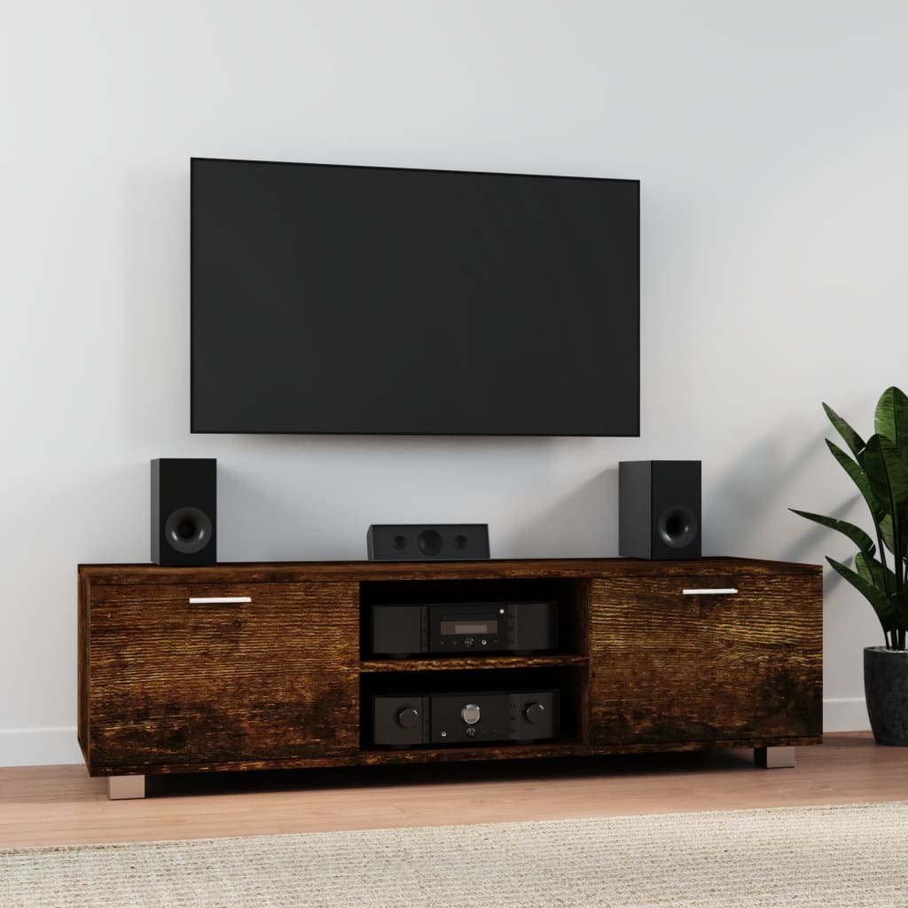 TV Cabinet Smoked Oak 140x40.5x35 cm Engineered Wood - Merkel Designers