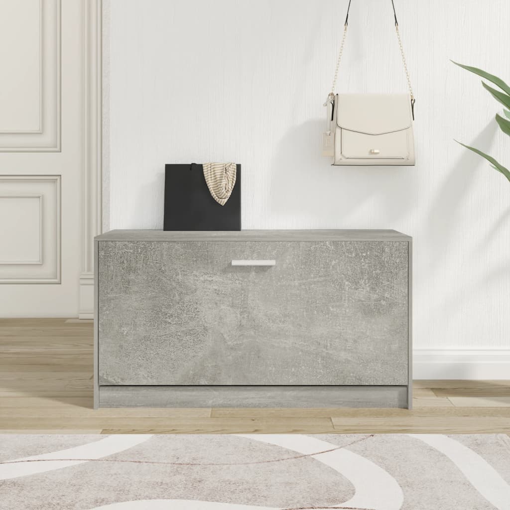 Shoe Bench Concrete Grey 80x24x45cm Engineered Wood - Millennium Furniture